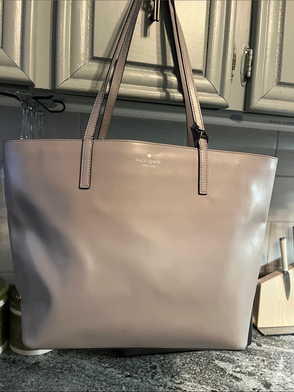 kate spade Large Taupe Leather Tote Bag